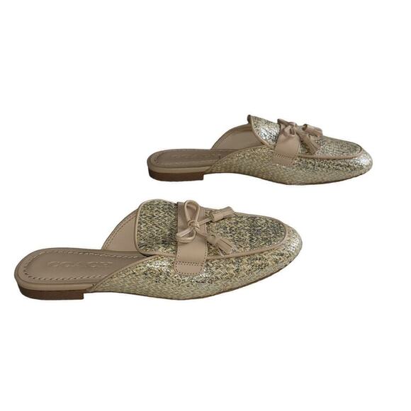 COACH Womens Mules Slipons Flip Flops Shoes Sandals Metallic Gold Silver Bow - Picture 2 of 4
